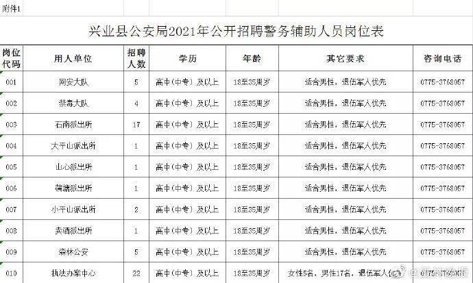 兴业县公安局最新招聘公告详解